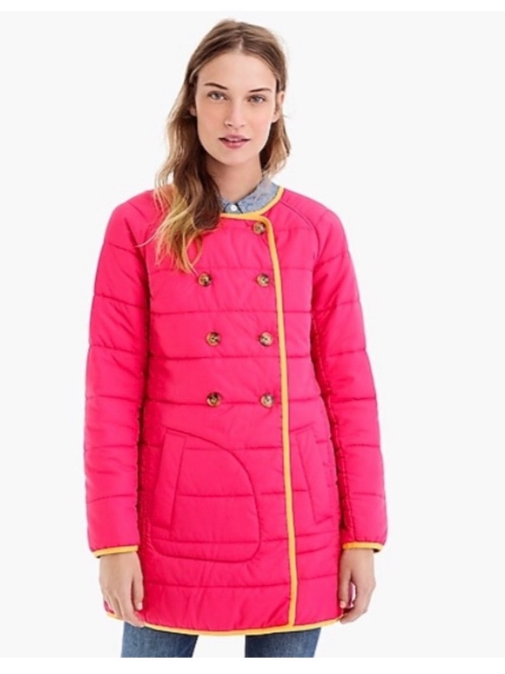 J. Crew Reversible Puffer Pink Orange Jacket